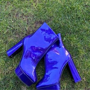 Giuseppe Zanotti Morgana Shiny Blue Heeled Boots